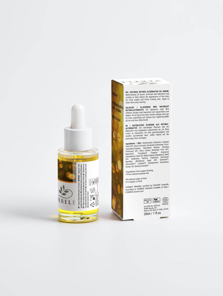 Natural Retinol-Alternative Oil Serum with Bakuchiol & Rosehip Oil – Anti-Ageing & Skin Firming – COSMOS ORGANIC Certified, Made in Europe by Verelé, 30 ml / 1.01 fl oz - Hilstor