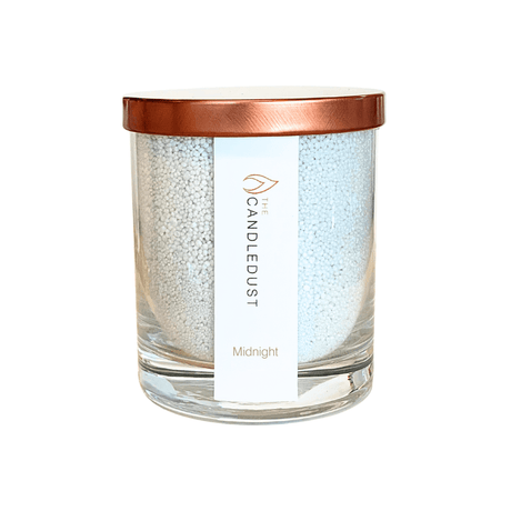 Midnight Powdered Candle in Glass by Candledust - 160g, Sweet & Smoky Scent with Rose Gold Lid | Handcrafted, Vegan-Friendly, EU made - Hilstor