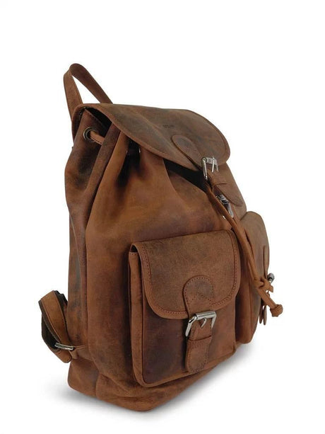 Leather Backpack NK 1910 – Brown, Vintage Style, Genuine Leather, Made in Europe - Hilstor