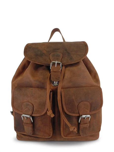 Leather Backpack NK 1910 – Brown, Vintage Style, Genuine Leather, Made in Europe - Hilstor