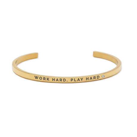 Bracelet – Work Hard. Play Hard, Stainless Steel, Adjustable & Engraved, Durable Everyday Wear, Available in Silver, Rose Gold, Gold – Made in Europe - Hilstor