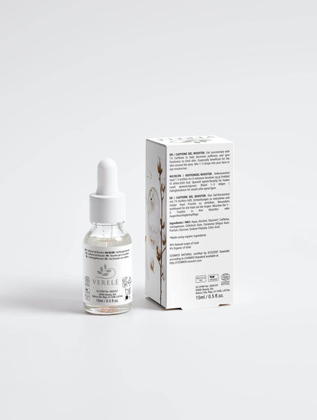 Caffeine Gel Concentrate 1% for Puffiness & Tired Skin – Hydrating & Natural Eye Care – COSMOS NATURAL Certified, Made in Europe by Verelé, 15 ml / 0.51 fl oz - Hilstor