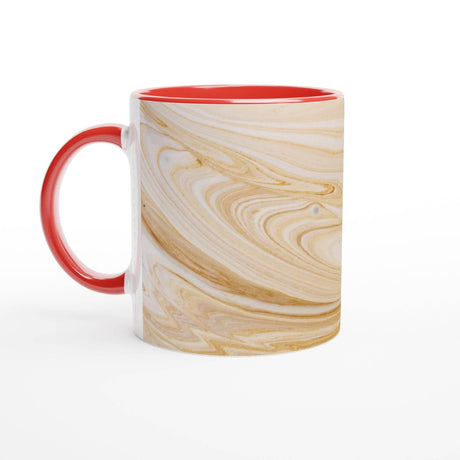 11oz Ceramic Mug - Latte art with a colored rim, inside, and handle - Hilstor