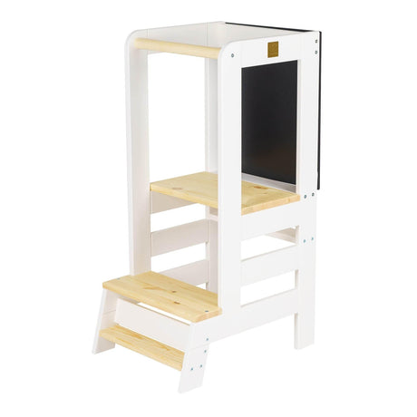 MeowBaby Wooden Kitchen Helper for Children with Board – Adjustable Height, Safe and Stable Kitchen Platform Made in Europe - Hilstor