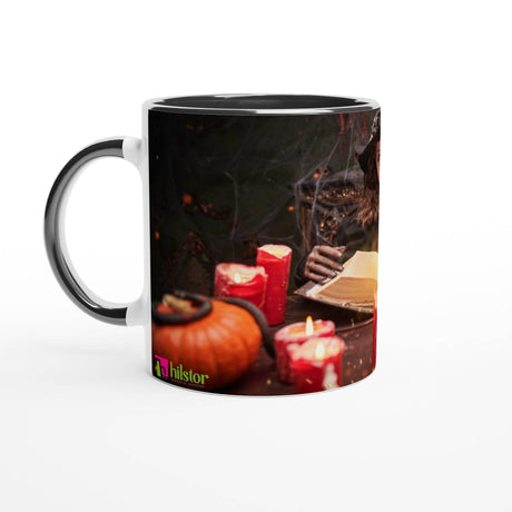 11oz Ceramic Mug - Halloween with a colored rim, inside, and handle - Hilstor