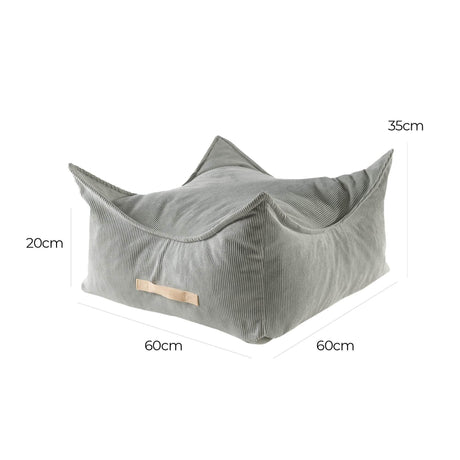 MeowBaby® Pouffe For Children, Square Corduroy – Grey, Made in Europe, Washable & Durable, 60cm Kids' Play Pouf - Hilstor