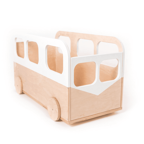 Kids Toy Storage Box on Wheels - Bus Design by EWART Woods | Safe, Durable, Easy-to-Move Wooden Organizer, Made in Europe - Hilstor