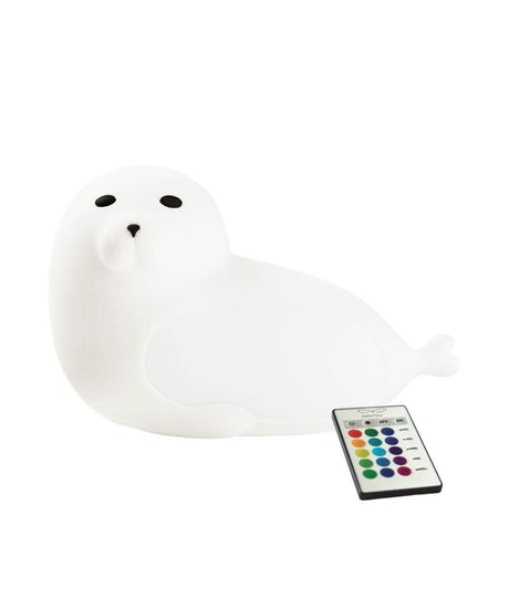 Seal Silicone Lamp with Remote by Rabbit & Friends - BPA-Free, 7 Color Options, Soft Touch Night Light for Kids | USB Rechargeable, CE, RoHS certified, Made in Europe - Hilstor