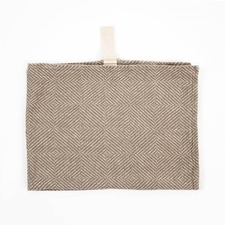 Big Linen Towel – Beige Fishbone Pattern, 100% Natural Linen, Fast-Drying Eco-Friendly Towel – Handmade in Europe - Hilstor