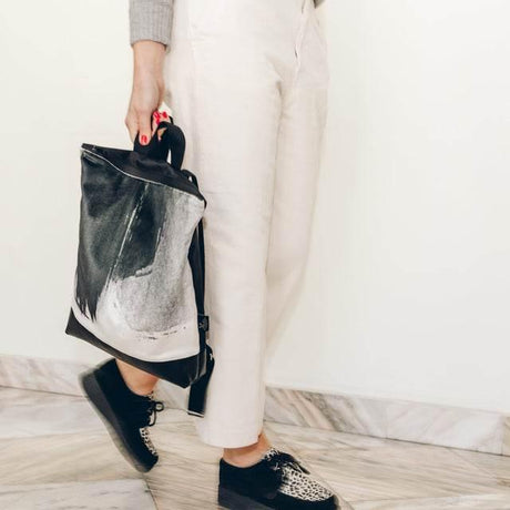 Black Watercolor Backpack – Stylish and Waterproof, Perfect for Daily Use, Handcrafted in Europe - Hilstor