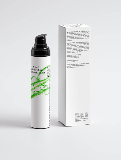 Oil-Free Hydrating Gel with Hyaluronic Acid, Betaine & Watercress Extract – Moisture Boost for Oily to Combination Skin – COSMOS NATURAL Certified, Madein Europe by Verelé, 50 ml / 1.69 fl oz - Hilstor