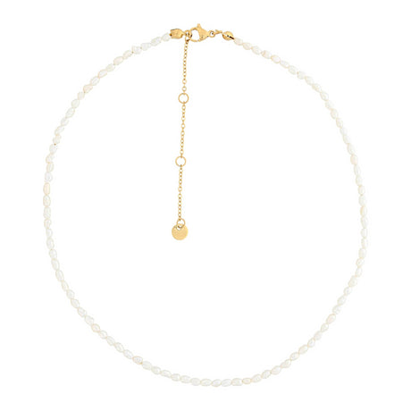 Freshwater Pearl Necklace – Adjustable Stainless Steel – 38 cm + 5 cm Extension – Made in Europe - Hilstor