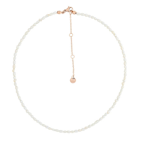 Freshwater Pearl Necklace – Adjustable Stainless Steel – 38 cm + 5 cm Extension – Made in Europe - Hilstor
