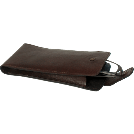 Leather Glasses Case 24-25 – Full Leather with Snap Fastener, Handmade in Europe by Papillon - Hilstor