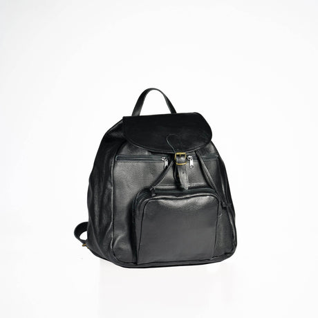 Leather Backpack 95-38 – Black, 17L with Adjustable Straps & Multiple Pockets, Handmade in Europe by Papillon - Hilstor