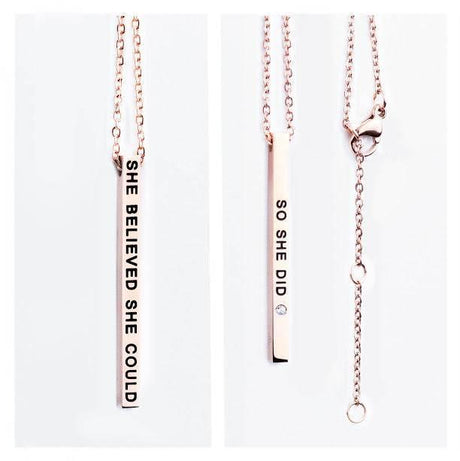 Empowering Pendant Necklace – “She Believed She Could” & “So She Did” – 50 cm – Made in Europe - Hilstor