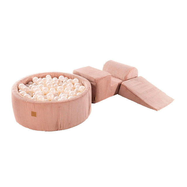 MeowBaby® Playset with Ball Pit – Pink & White Pearl, Soft Foam Blocks for Kids, Made in EU - Hilstor