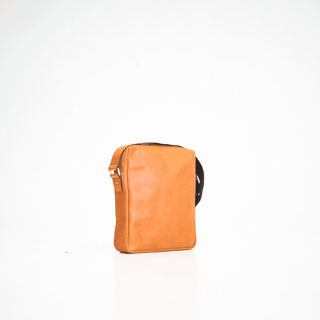 Large Shoulder Bag No. 38 – Cognac Brown Natural Leather, Adjustable Strap, Handmade in Estonia by Papillon - Hilstor