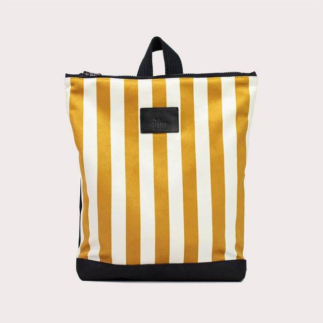 Kids Striped Backpack – Mustard and White for Adventurous Outdoor Fun – Made in Europe - Hilstor