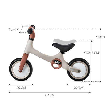 Balance Bike TOVE – Beige | Lightweight & Durable | Adjustable Seat for Kids 18+ Months - Hilstor