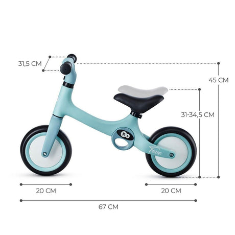 Balance Bike TOVE – Mint | Lightweight & Durable | Adjustable Seat for Kids 18+ Months - Hilstor