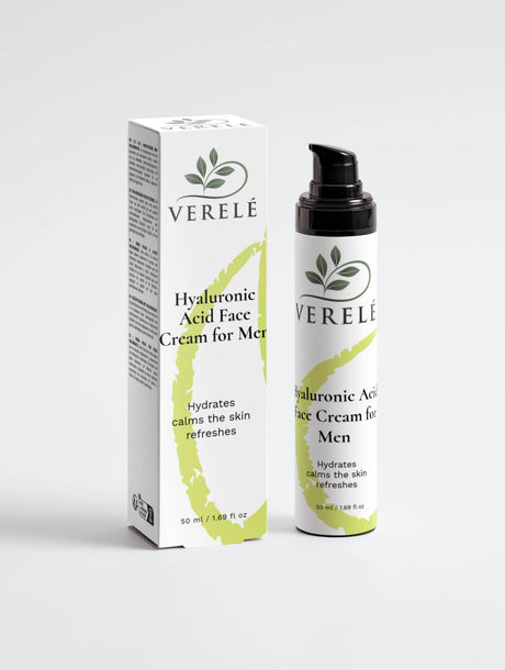 Hyaluronic Acid Face Cream for Men with Aloe & Jojoba Oil – Hydrating & Soothing After Shaving – COSMOS NATURAL Certified, Made from Natural Ingredients in Europe by Verelé, 50 ml / 1.69 fl oz - Hilstor