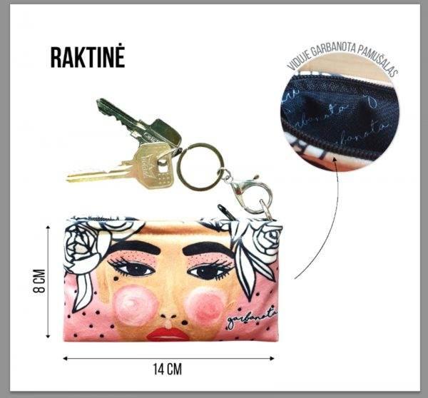 Key Pouch Yoko – Black Velour with Unique Art Print, Made in Europe by Garbanota - Hilstor