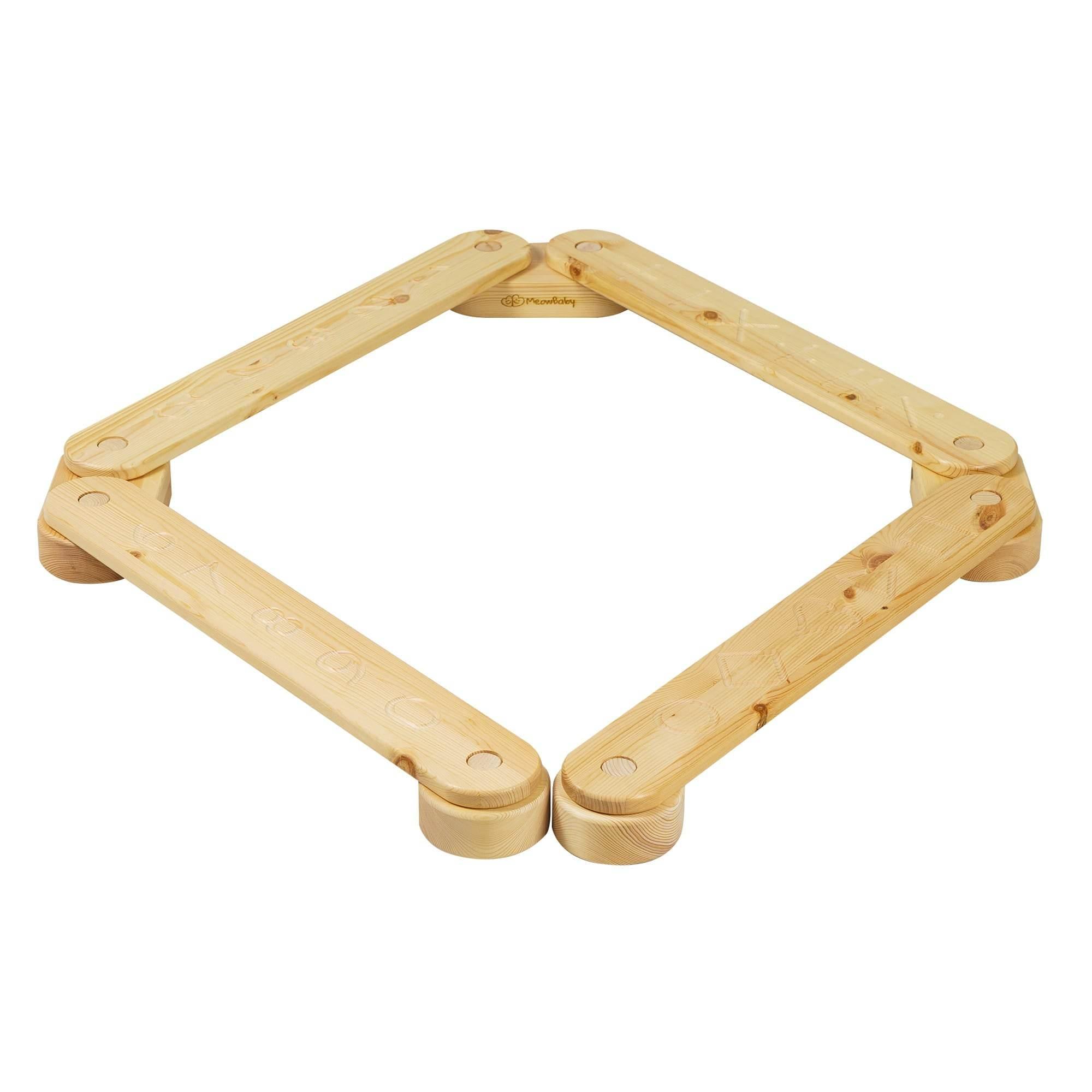 MeowBaby® Wooden Balance Beam – 4 Elements, Educational Sensory Path for Kids, Made in Europe - Hilstor