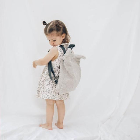 Kids Teddy Backpack – Grey, Soft and Cuddly Companion for Preschool Adventures, Made with Recycled Polyester, Handmade in Europe - Hilstor