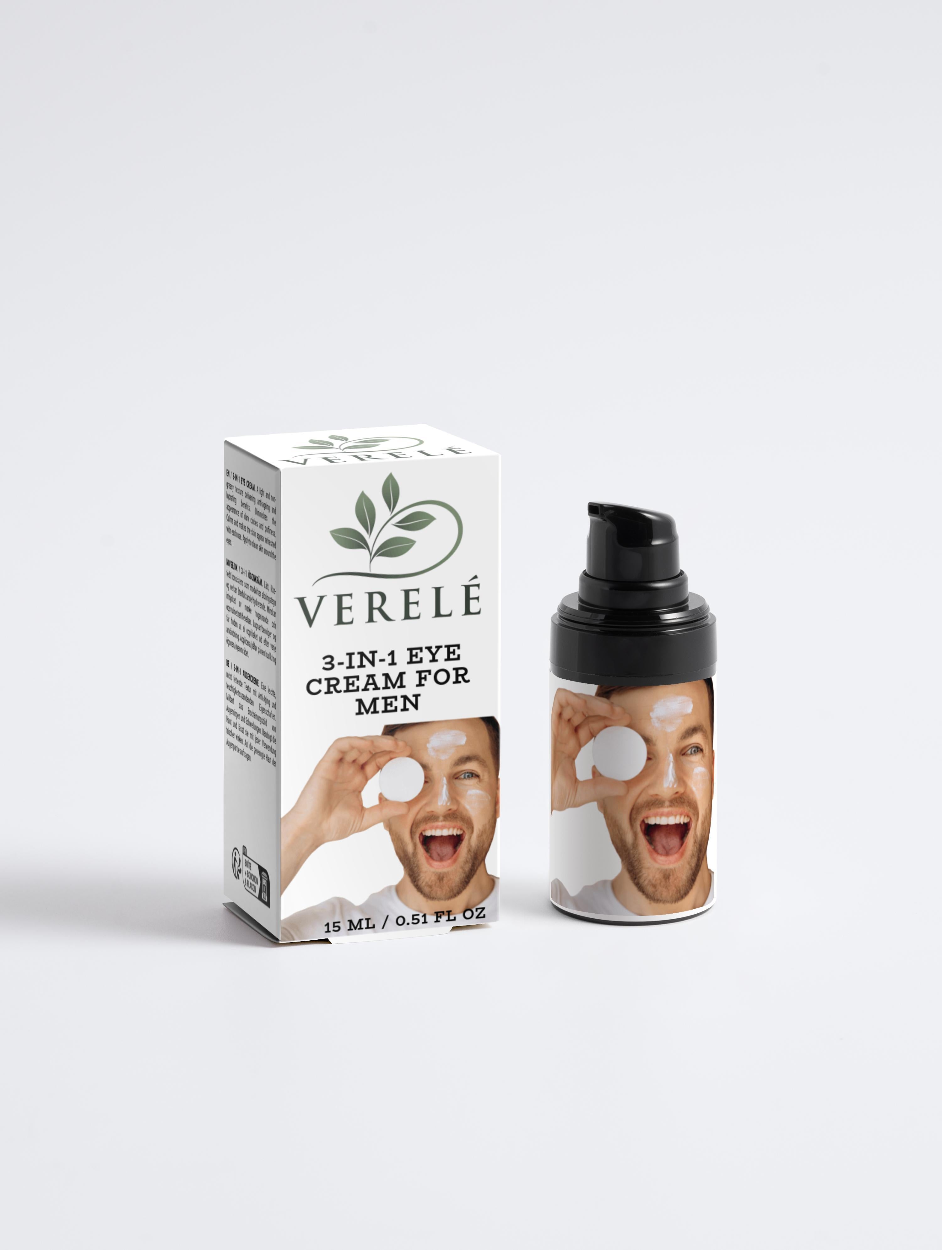 3-i-1 anti-aging øjencreme til mænd med cannabidiol og hyaluronsyre – fugtgivende og forfriskende – COSMOS NATURAL-certificeret, fremstillet i Europa af Verelé, 15 ml / 0,51 fl oz