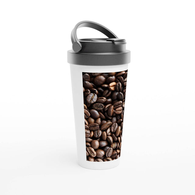 White 15oz Stainless Steel Travel Mug Coffee Beans - Hilstor