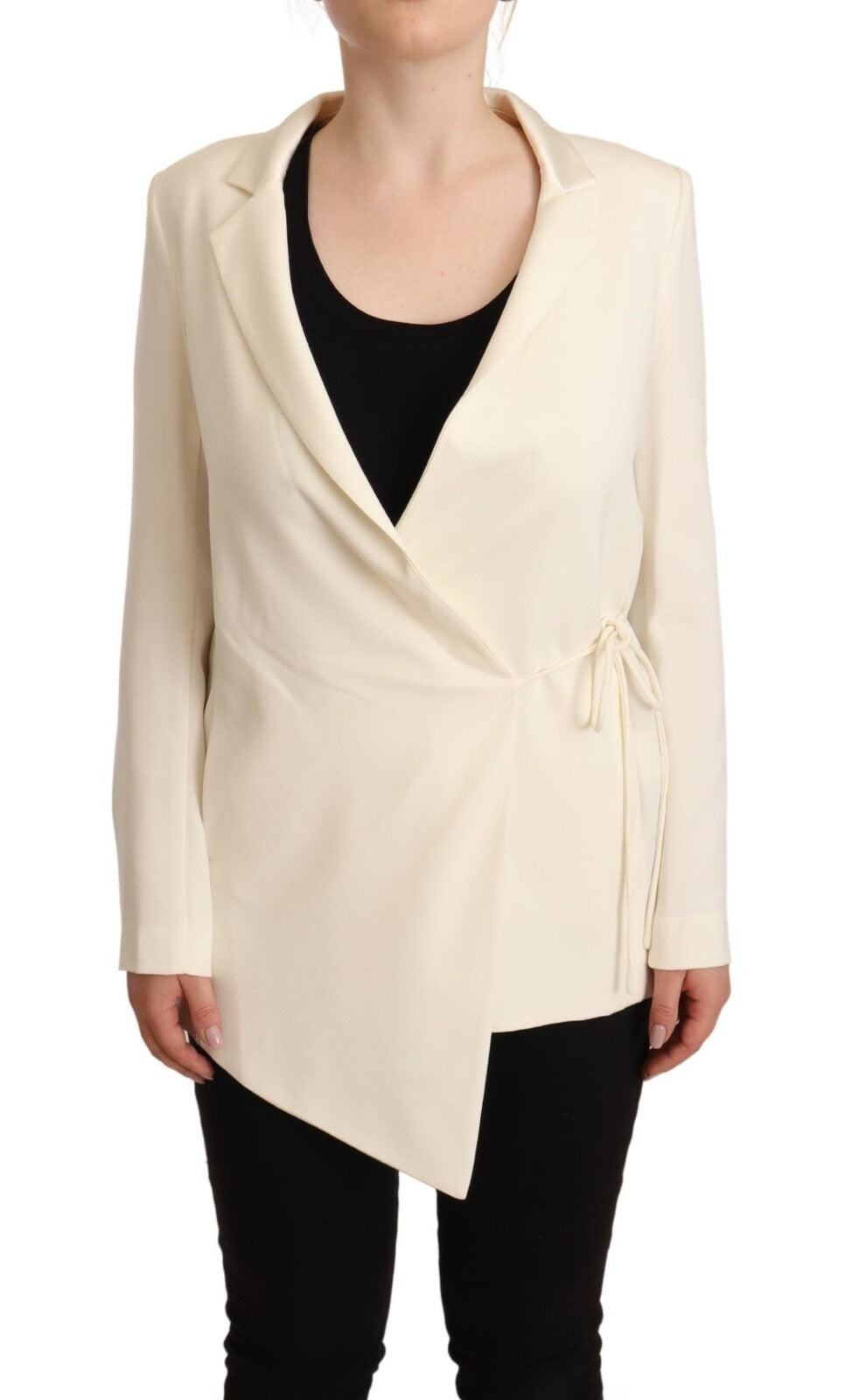Patrizia Pepe Wrap Off White Long Sleeves Viscose Blazer Jacket