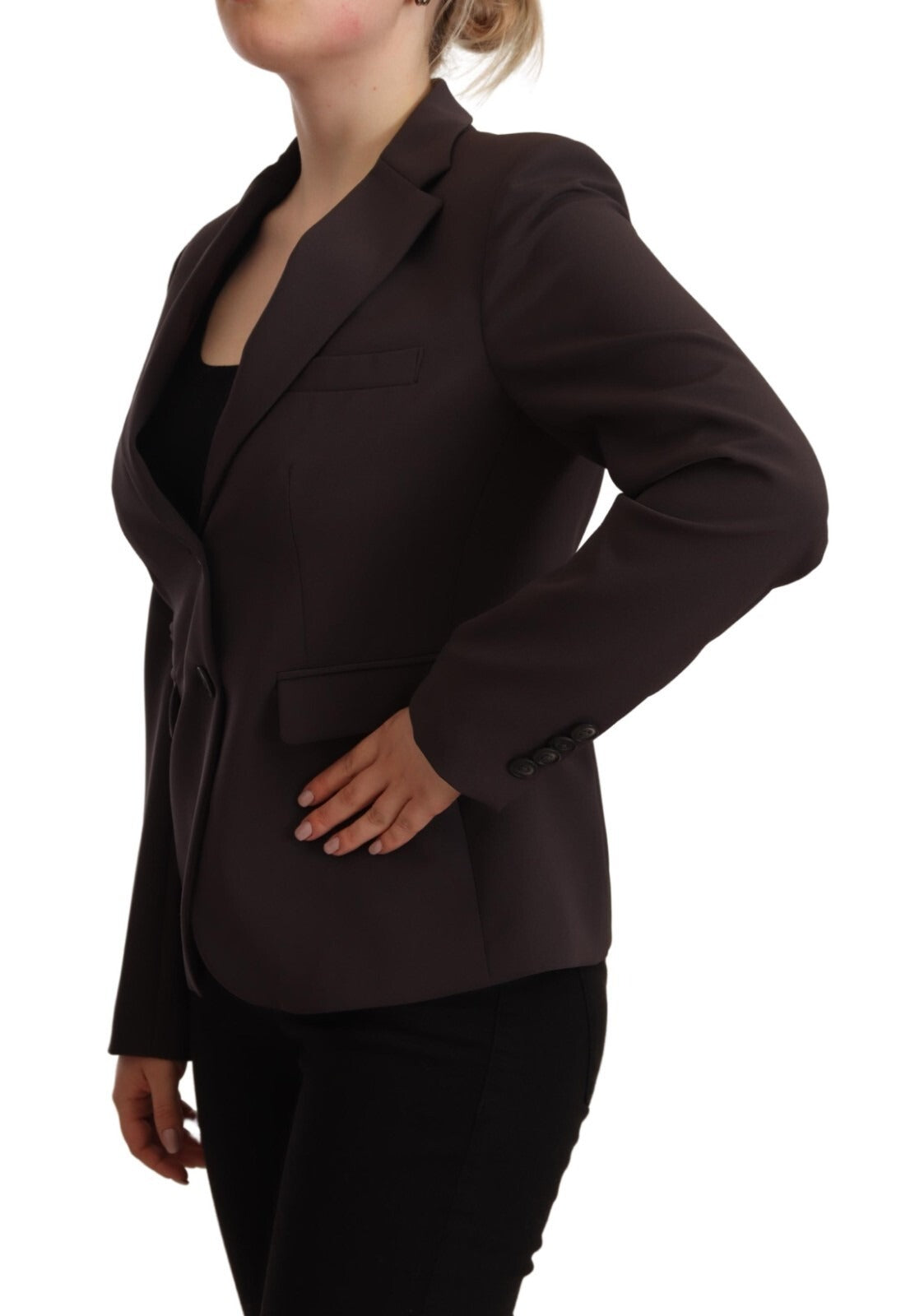 F.IT Brown Long Sleeve Single Breasted Women Jacket Blazer