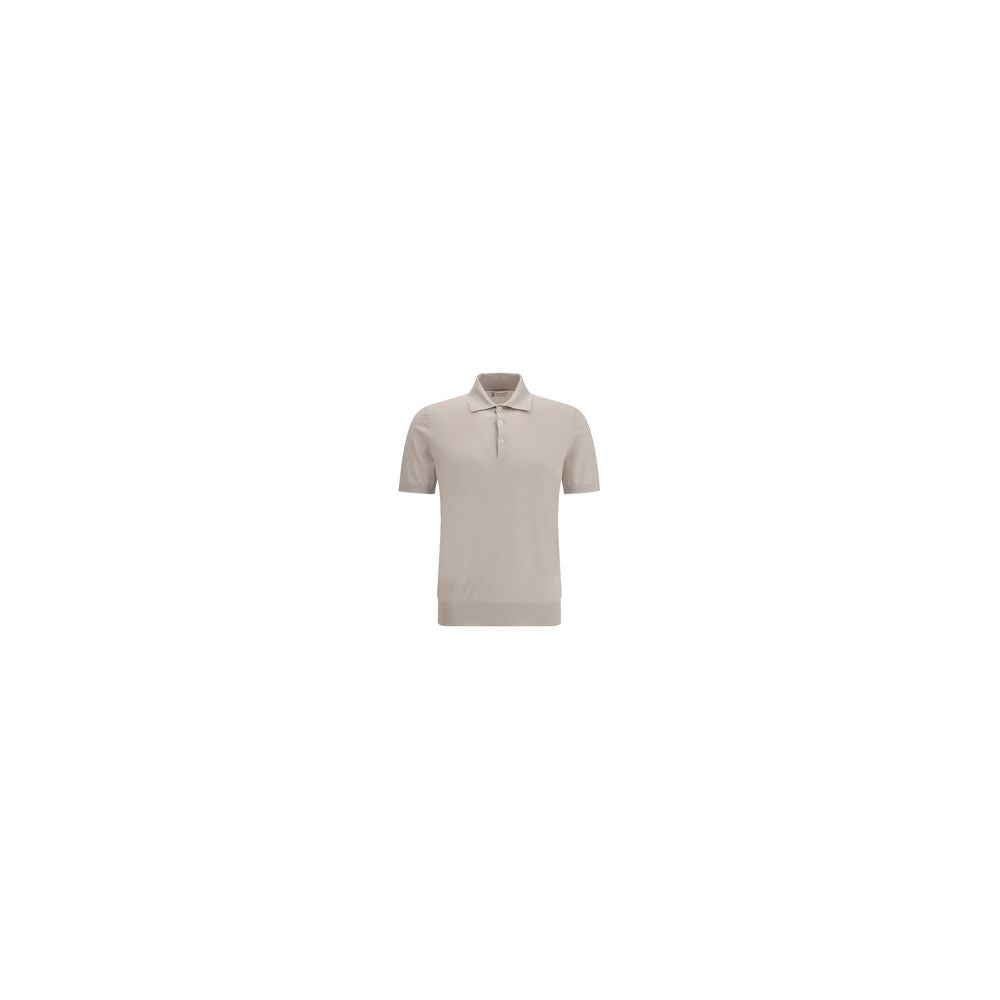 Brunello Cucinelli beige poloshirt i bomuld