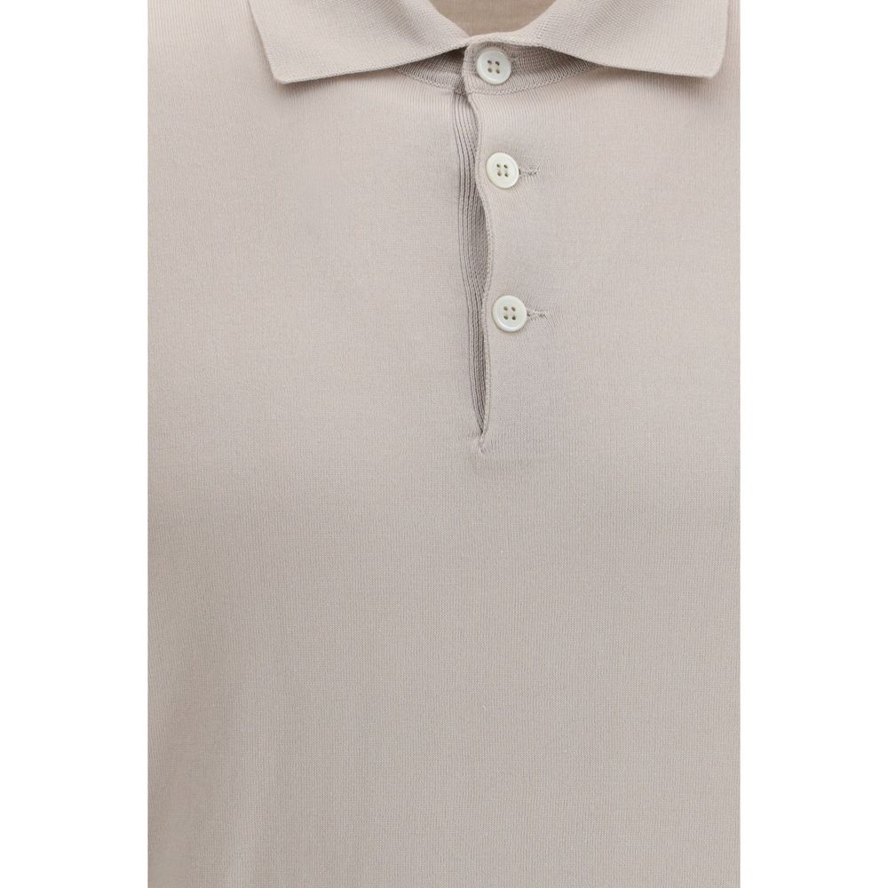 Brunello Cucinelli beige poloshirt i bomuld