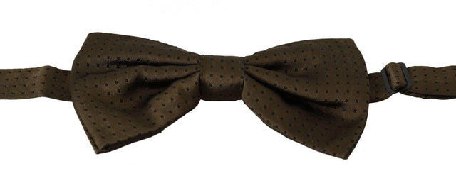 Dolce & Gabbana Elegant Brown Polka Dot Silk Bow Tie - Hilstor