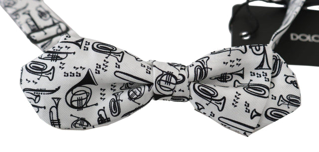 Dolce & Gabbana Elegant White Silk Bow Tie for Sophisticated Evenings - Hilstor