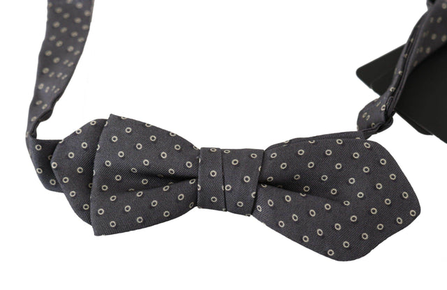 Dolce & Gabbana Elegant Silk Gray Circle Pattern Bow Tie - Hilstor