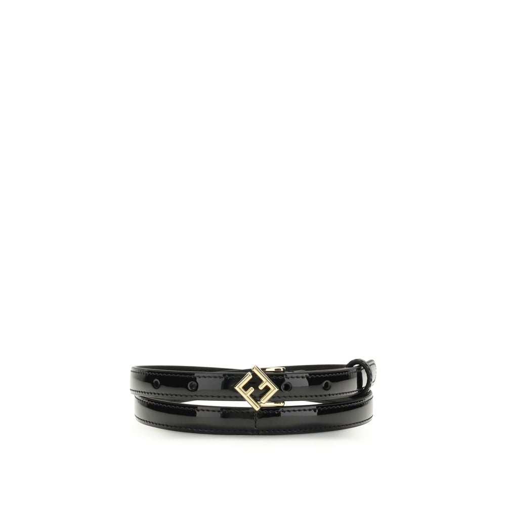 Fendi Black Calf Leather Bos Taurus Thin Belt