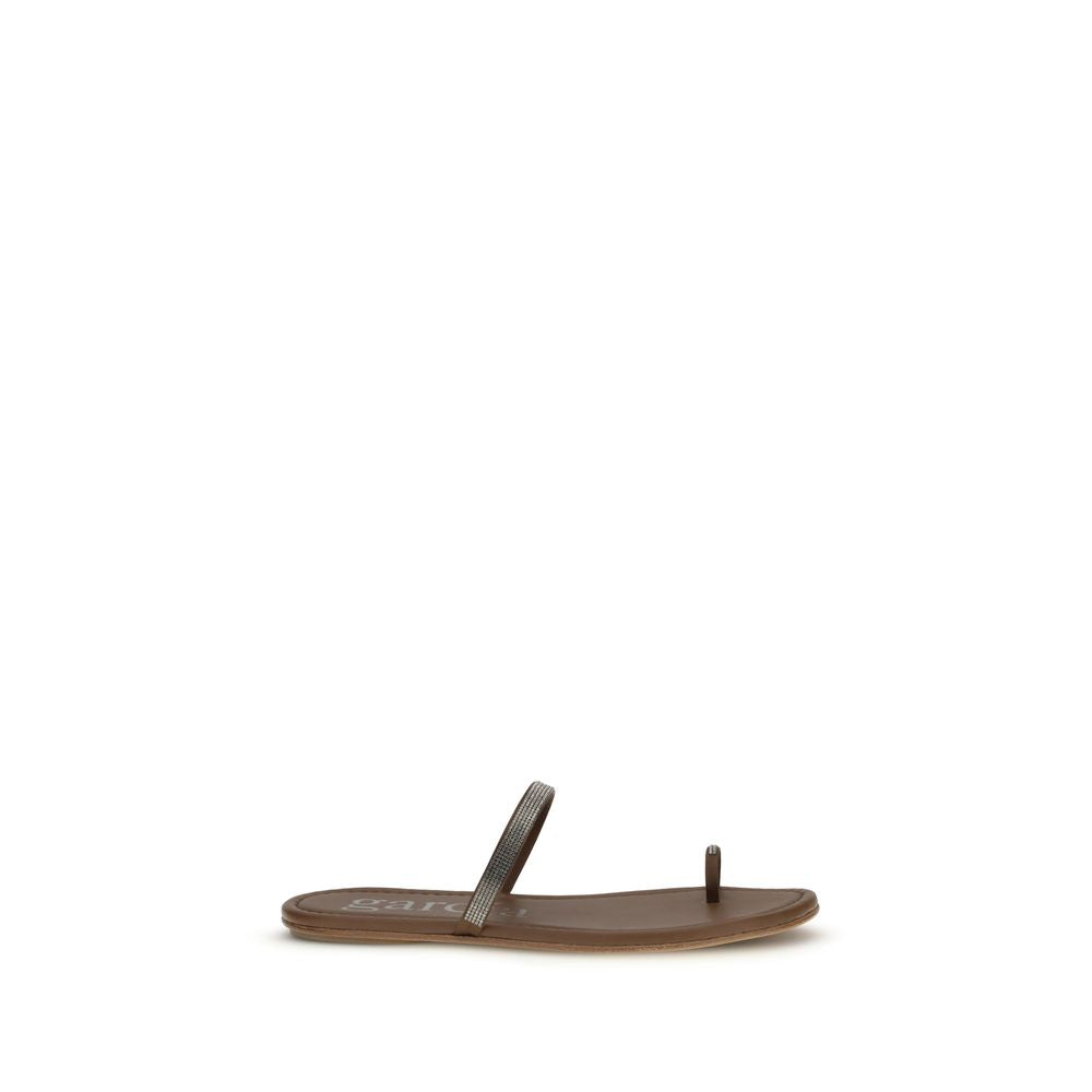 Pedro García Brown Leather Flat Sandals