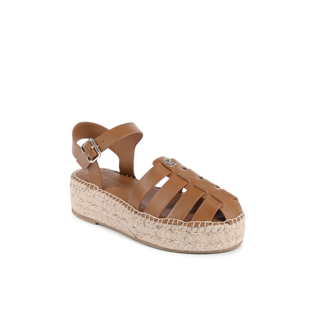 Tommy Hilfiger Brown Leather Platform Sandals