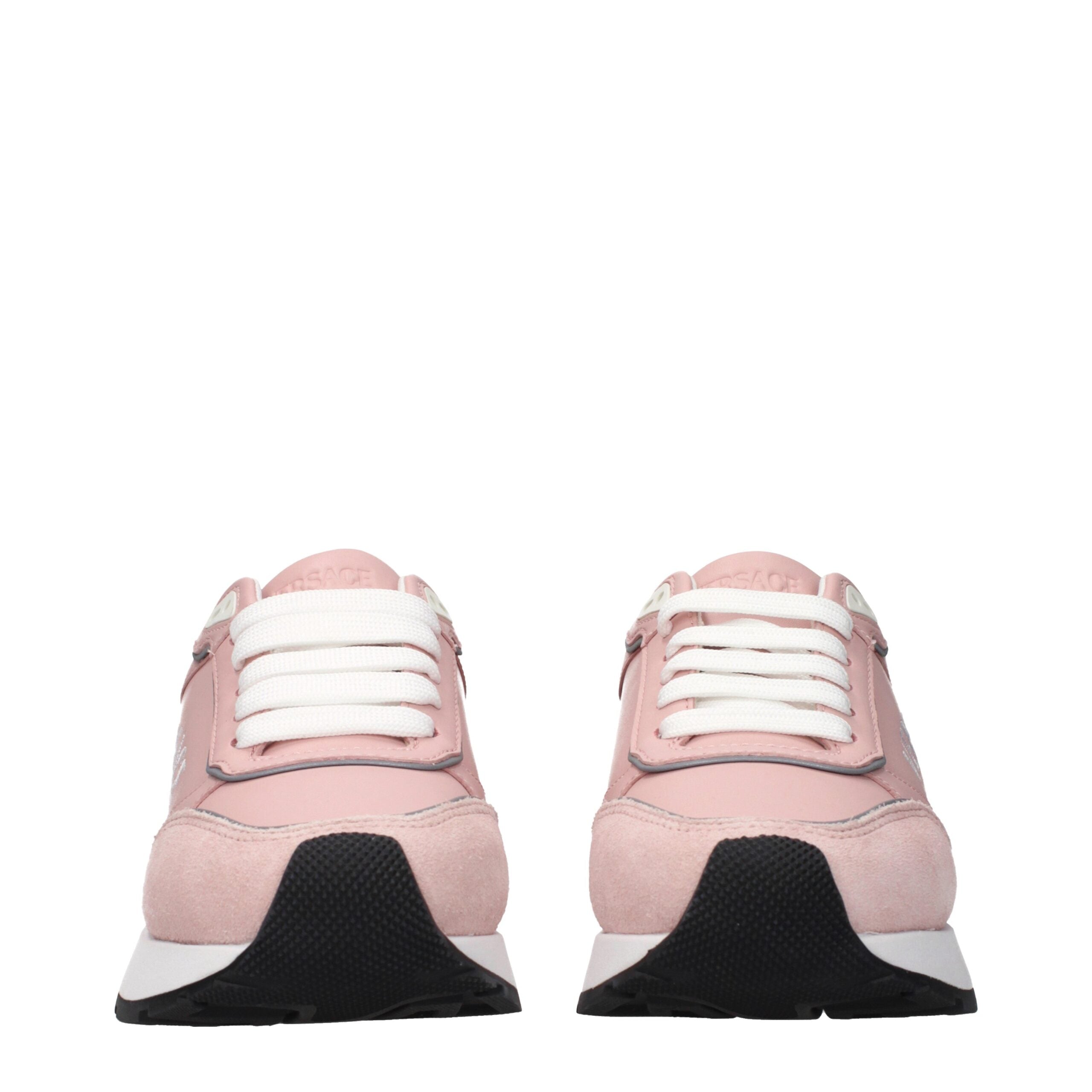 Versace Pink Leather Low Top Sneakers