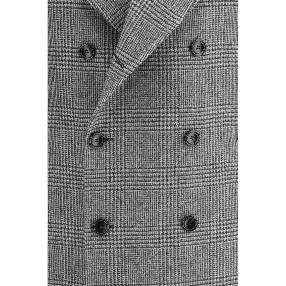 Tagliatore Gray Fleece Wool Coat