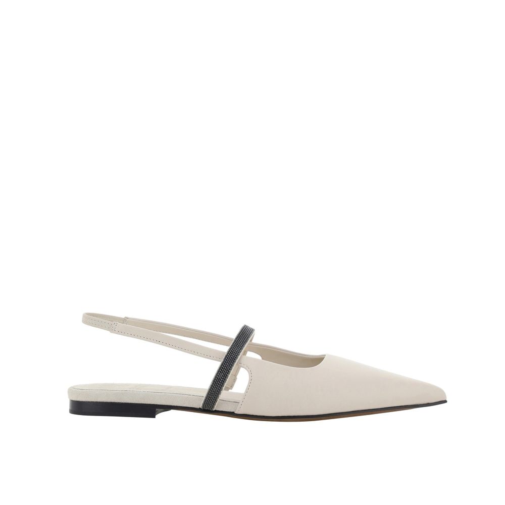 Brunello Cucinelli White Calfskin Slides