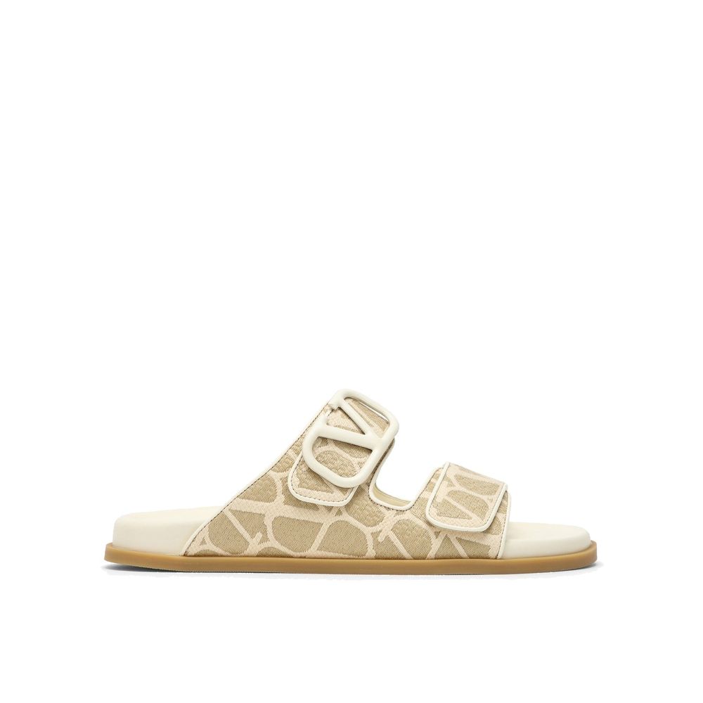 Valentino Garavani Beige Fabric Flat Sandals