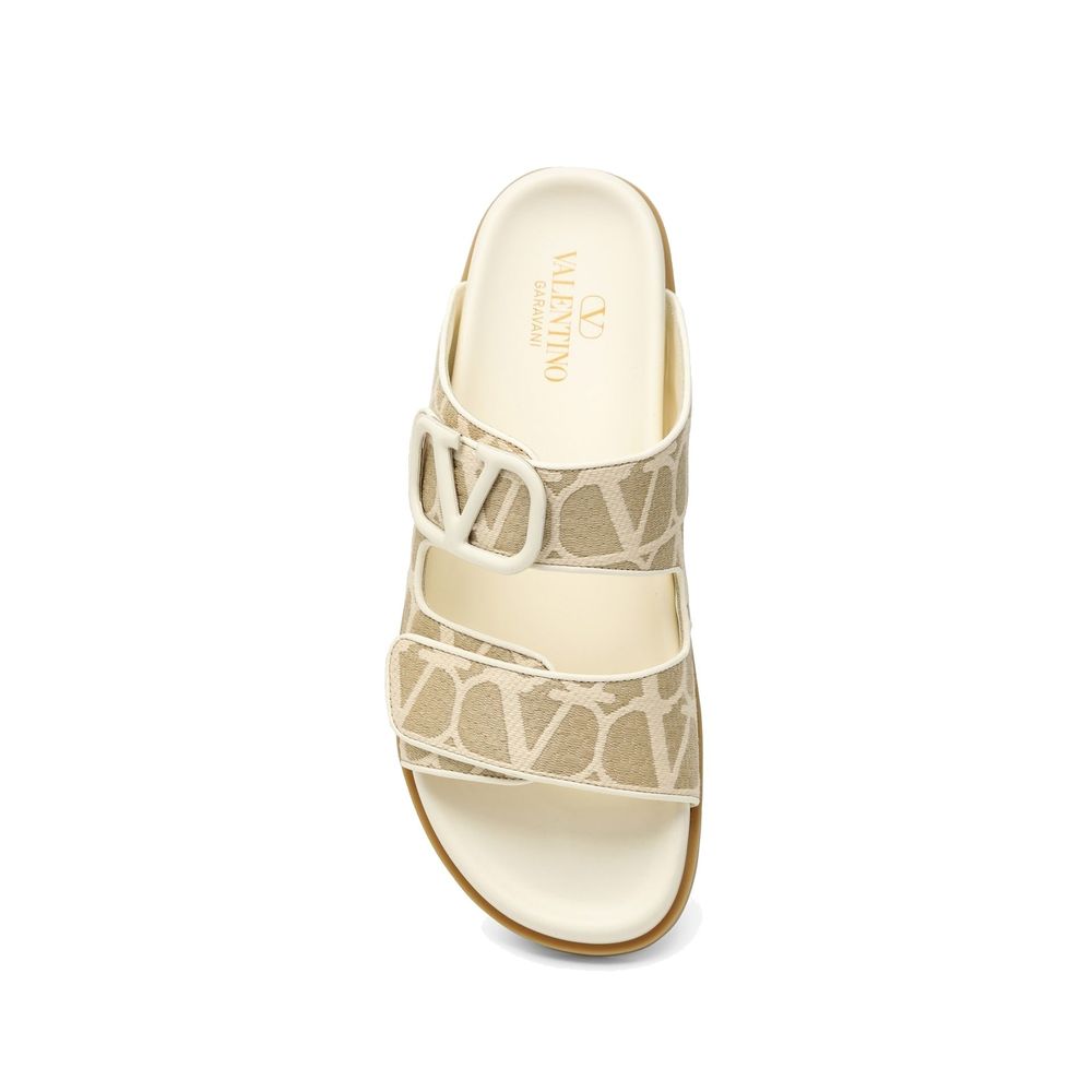 Valentino Garavani Beige Fabric Flat Sandals