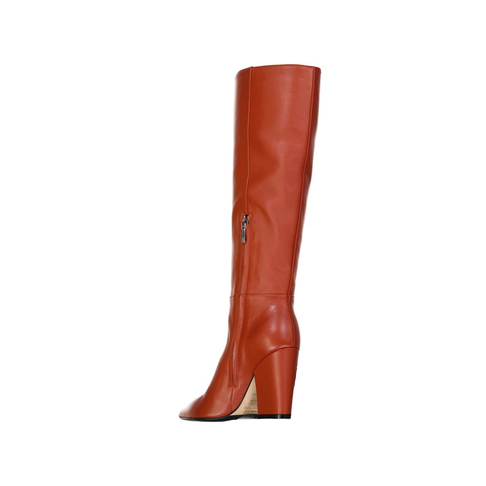 Sergio Rossi Orange Lamb Leather Ankle Boots
