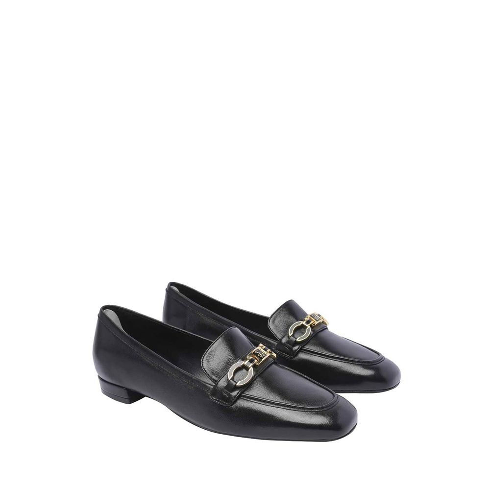 Stuart Weitzman Black Calfskin Slip-On Loafers
