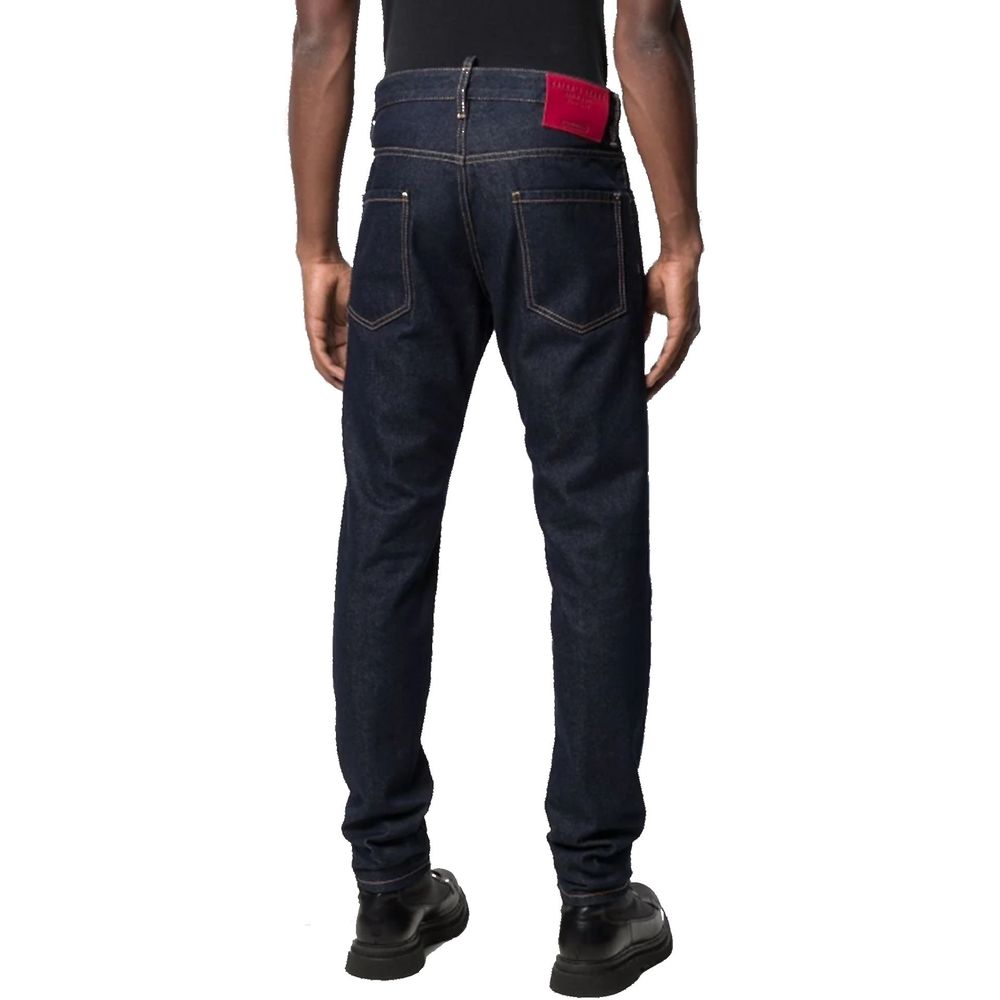Dsquared² Blue Cotton Straight-Leg Jeans