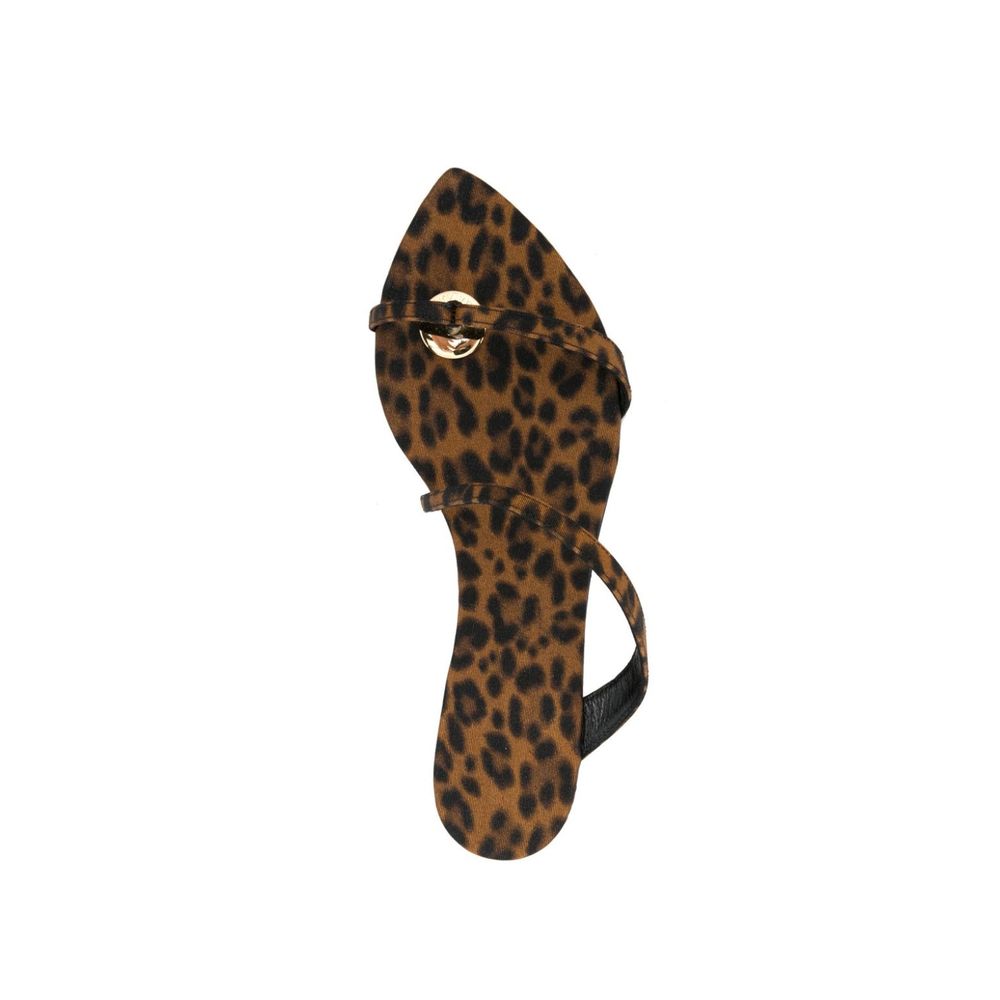 Saint Laurent Brown Fabric Flat Sandals